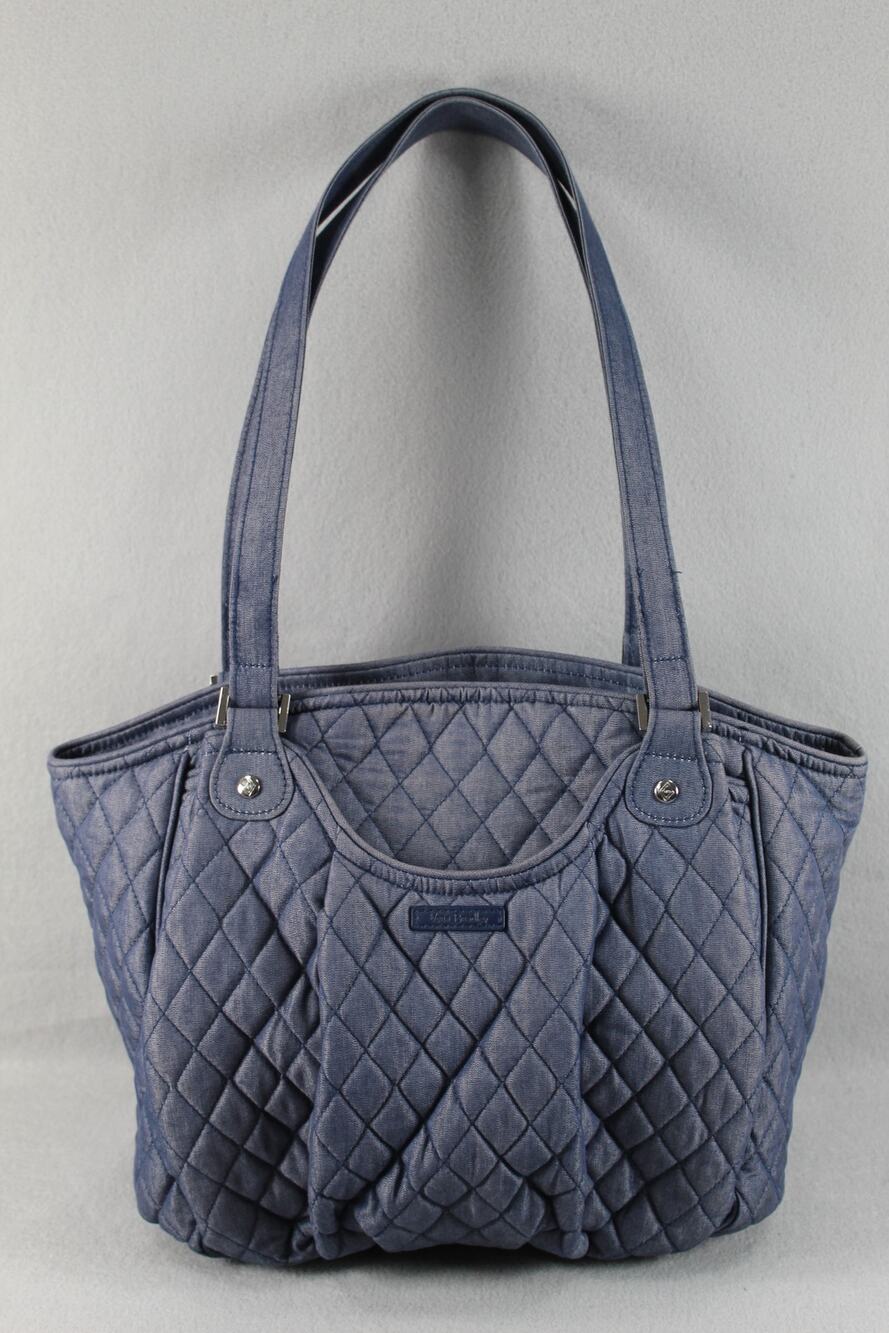 Vera Bradley Blue Diamond Quilted Shoulder Tote Handbag Women's Satchel Purse